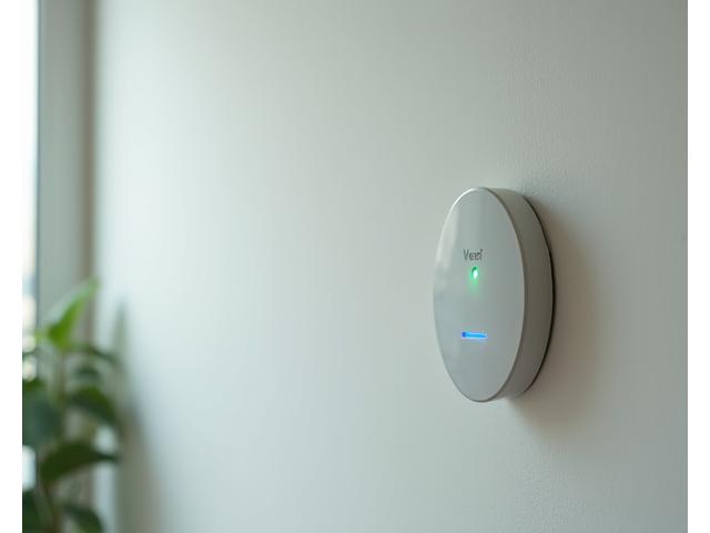 실내 공기질 센서와 공기청정기가 연동되어 쾌적한 실내 환경을 조성하는 모습