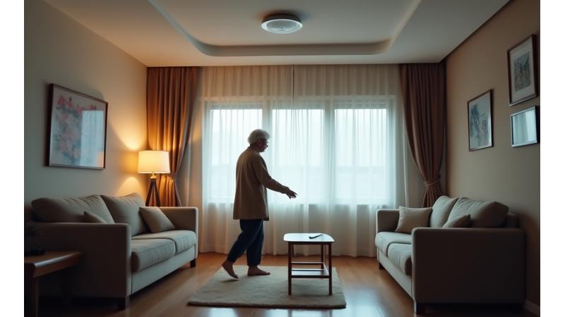 AI 기반 낙상 감지 시스템이 노인의 낙상 상황을 감지하고 알림을 보내는 모습