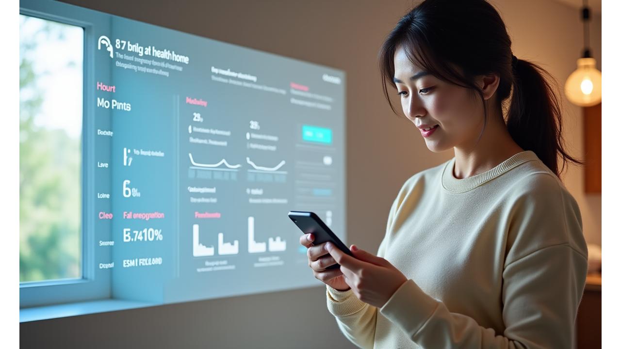 스마트 시니어 케어 시스템의 실시간 모니터링 대시보드와 스마트폰으로 부모님 상태를 확인하는 자녀