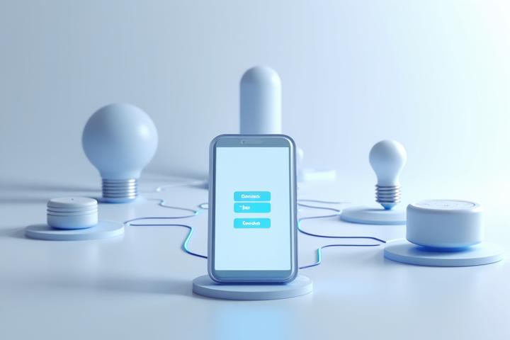 스마트폰 앱으로 홈 네트워크 설정을 그림으로 표현한 이미지