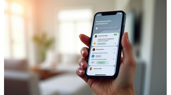 스마트폰에 표시된 문제 해결 화면과 상담사 채팅 인터페이스