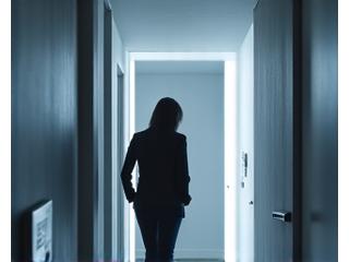 외출하는 사람이 스마트 홈 기기들이 자동으로 꺼지는 것을 음성으로 명령하는 모습